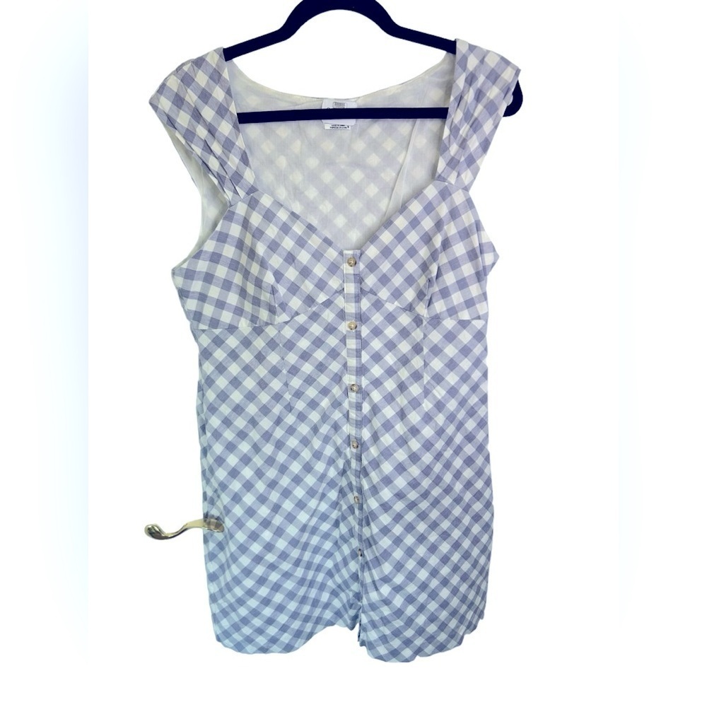 Saylor Hadleigh Lavender & White Gingham Mini Dress Preppy Cottagecore 90s Sz XL - Picture 5 of 15